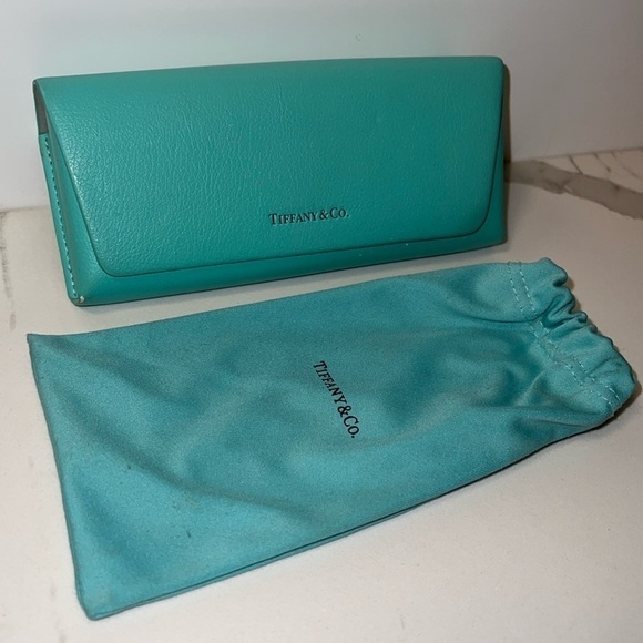 Tiffany & Co Eyeglass Sunglass Leather Case With Cleaning Cloth Pouch - Picture 2 of 5